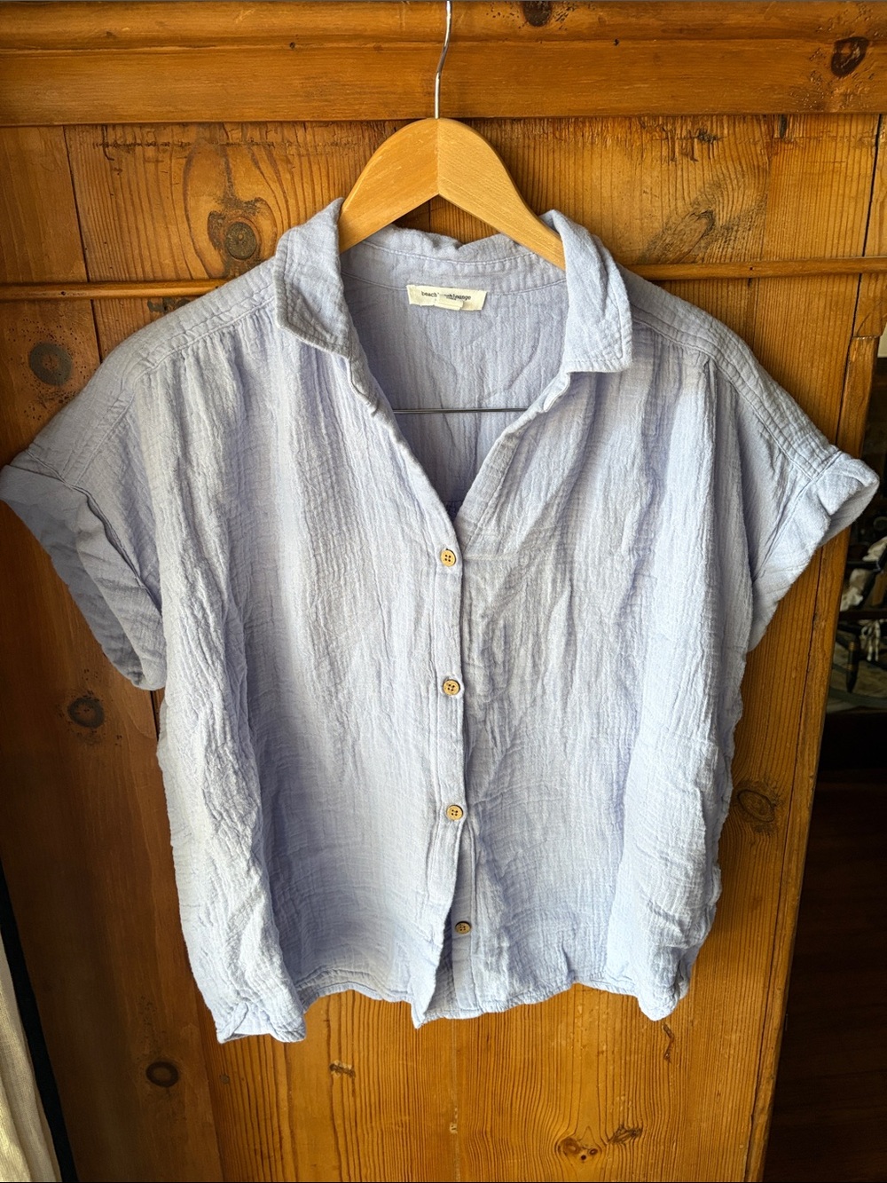 beachlunchlounge Pale Blue Short-Sleeve Button-Down Shirt